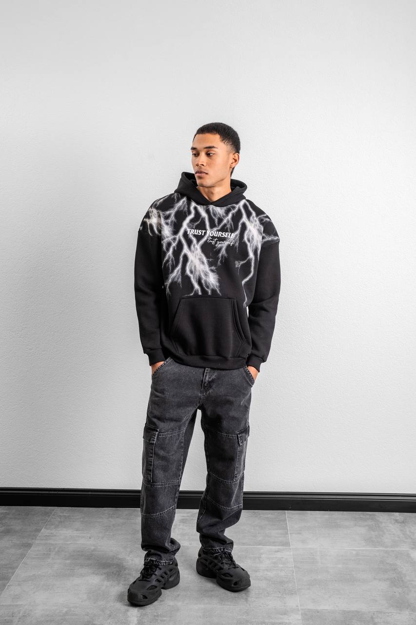 Trust Yourself Embroidered Detail Oversize Sweatshirt Withinblack
