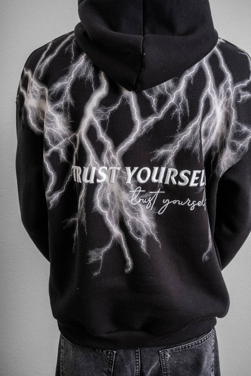 Trust Yourself Embroidered Detail Oversize Sweatshirt Withinblack