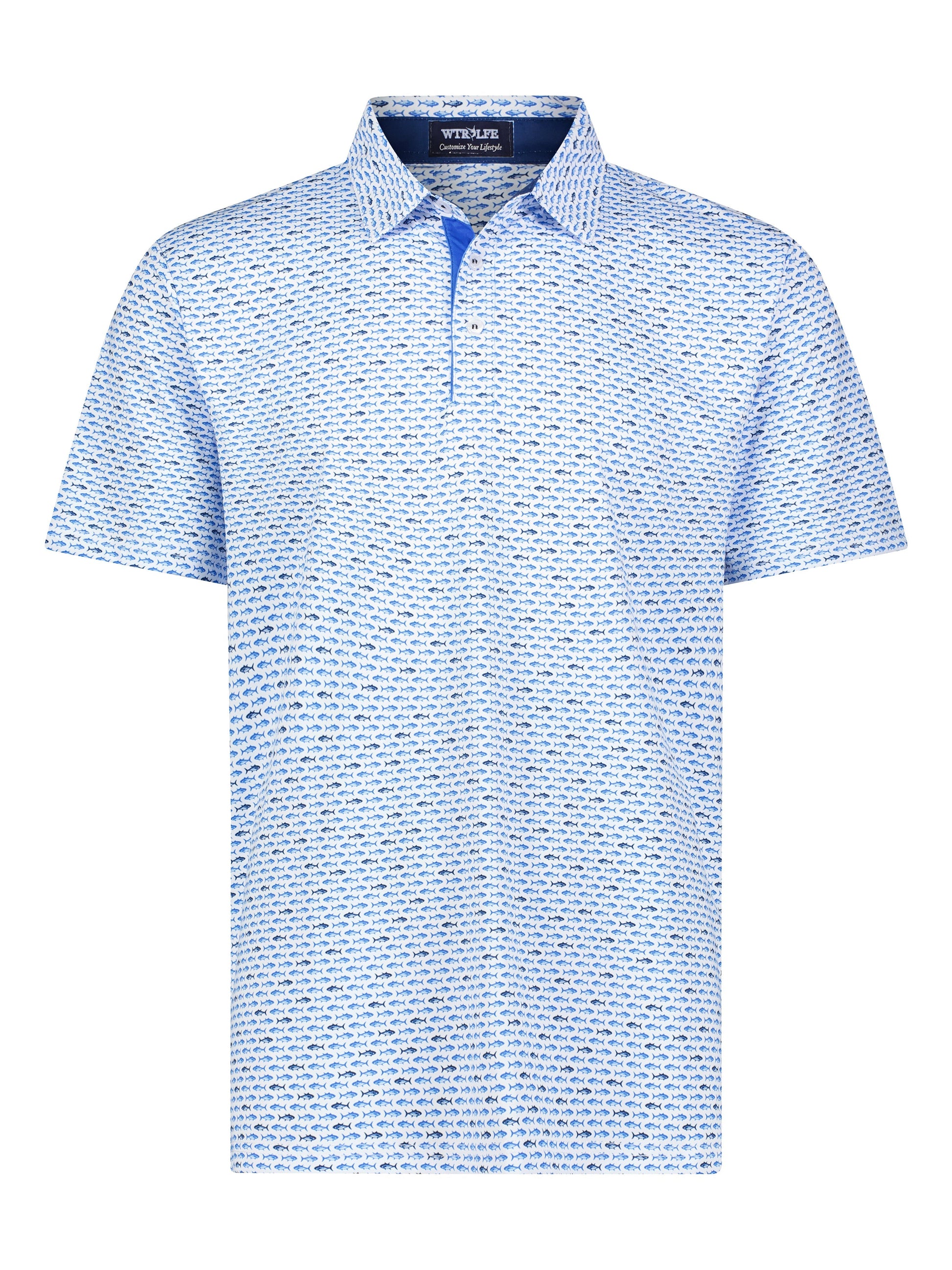 Tuna Performance Polo Light Blue Navy White Water Life