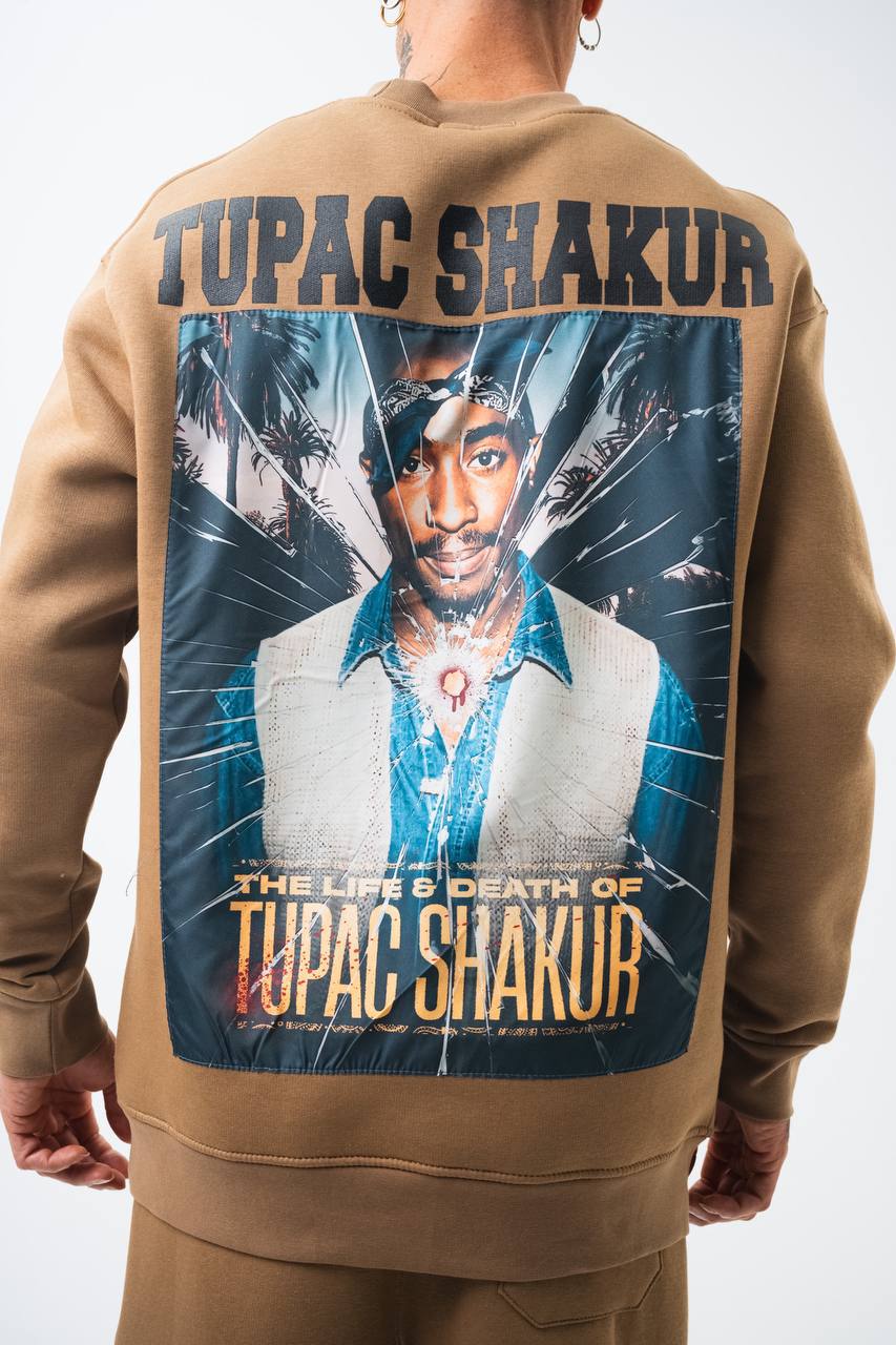Tupac Shakur Oversized Sweatshirt: The Life & Death Graphic Withinblack