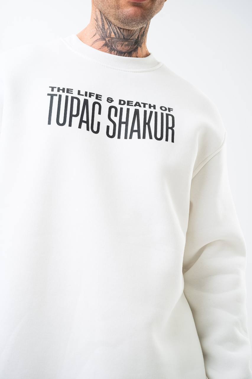 Tupac Shakur Oversized Sweatshirt: The Life & Death Graphic Withinblack