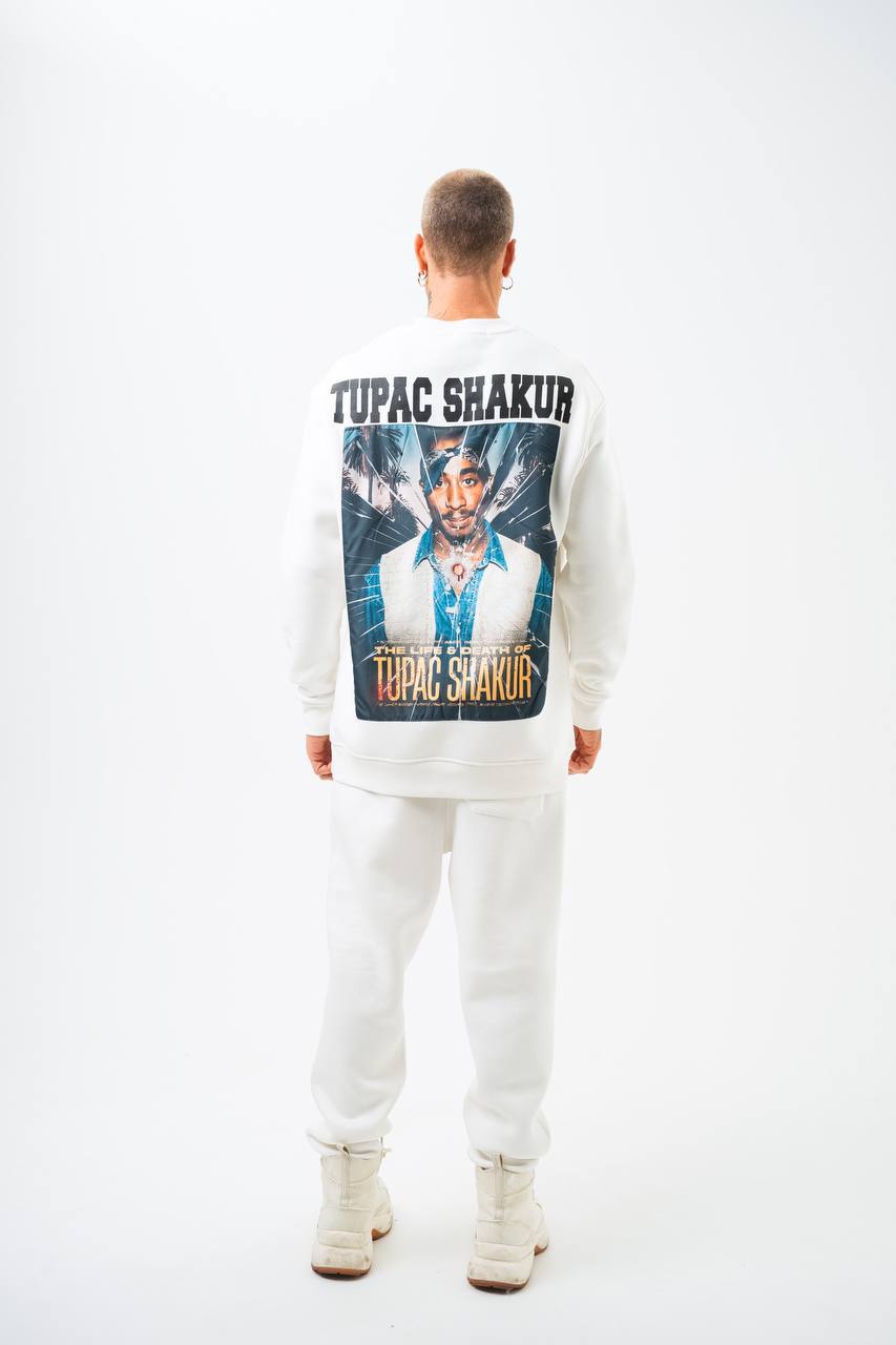 Tupac Shakur Oversized Sweatshirt: The Life & Death Graphic Withinblack