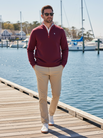 Turnberry Quarter Zip Smooth Knit White Water Life