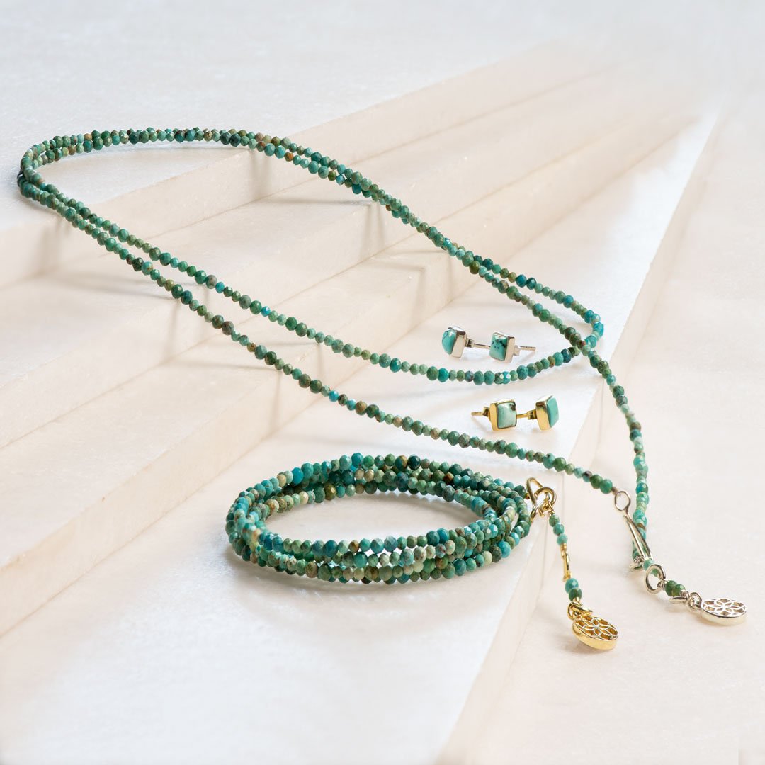 Keepsake - Turquoise Equestrian Riding Stirrup Necklace in Gold Urban-Equestrian