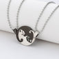 1 Set Couple Charm Cat Pendant Necklace Women Men Stainless Steel Girl Gift Jewelry Blue Cololr