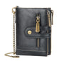 Men's Short Wallet with Double Zippers