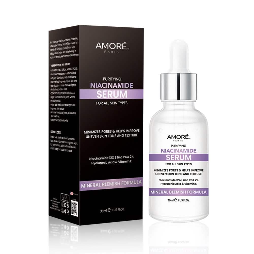 Amore Paris Niacinamide Face Serum 12% Plus Zinc 2%, Hyaluronic Acid & Vitamin E, Dark Spot Remover, Pore Minimizer & Aging Skin Treatment DailySale
