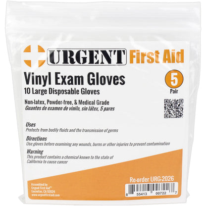 Disposable Gloves, Large, 5 Pair Per Bag quakekits.com