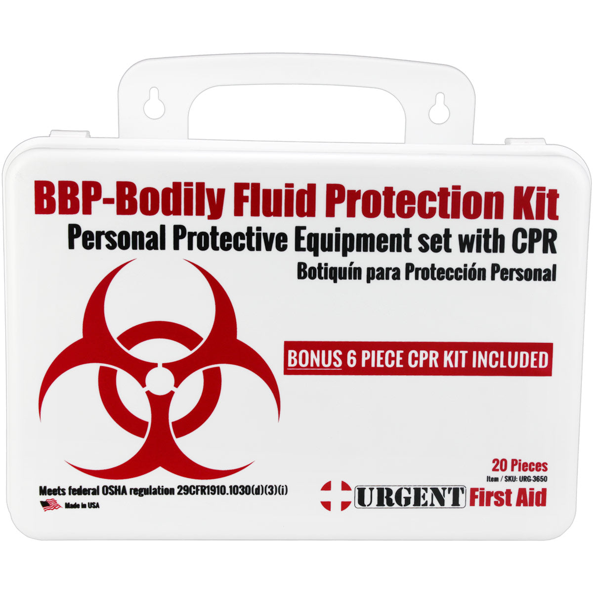 BBP / Bodily Fluid Protection Kit with Bonus 6 piece CPR kit for additional Rescuer Protection quakekits.com
