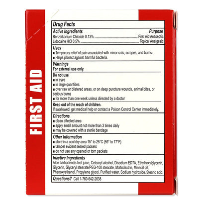 First Aid & Burn Cream .9gram, 25 Packets Per Box quakekits.com