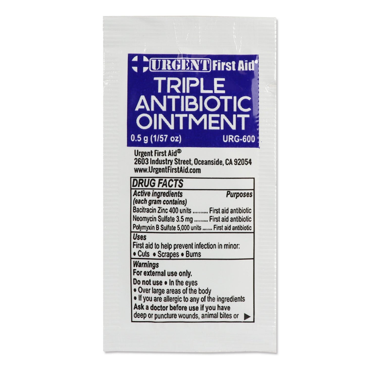 Triple Antibiotic Ointment, 0.5gm, 25 per box quakekits.com