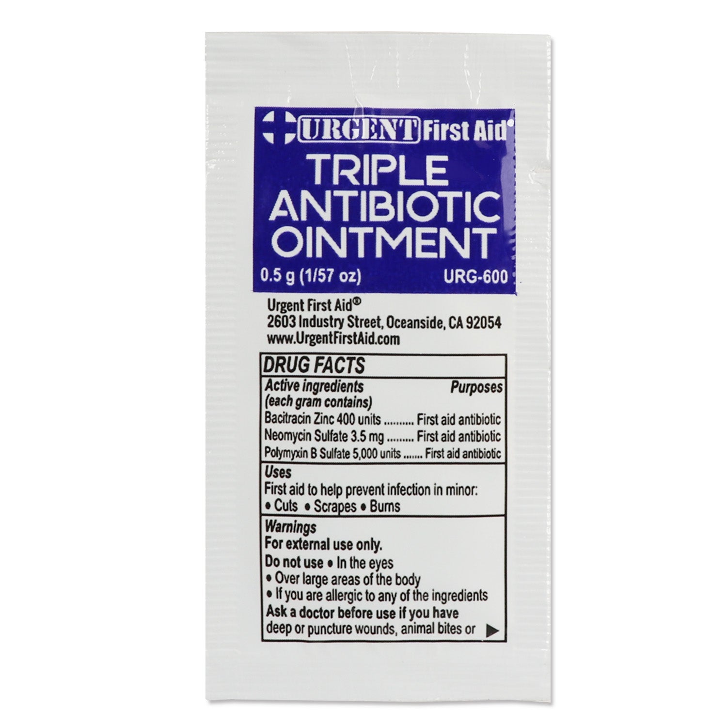 Triple Antibiotic Ointment, 0.5gm, 25 per box quakekits.com
