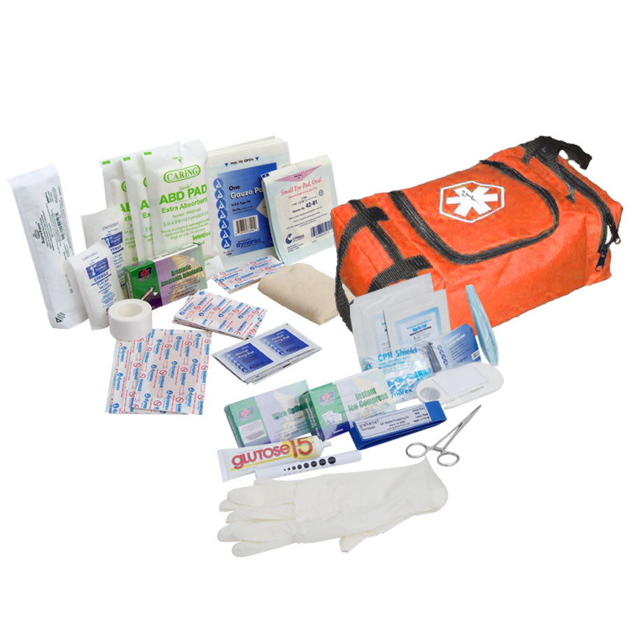 80 Piece First Responder Kit / Jump Bag - Orange quakekits.com