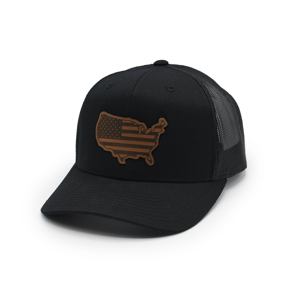USA Country Flag Leather Patch Hat Shield Republic