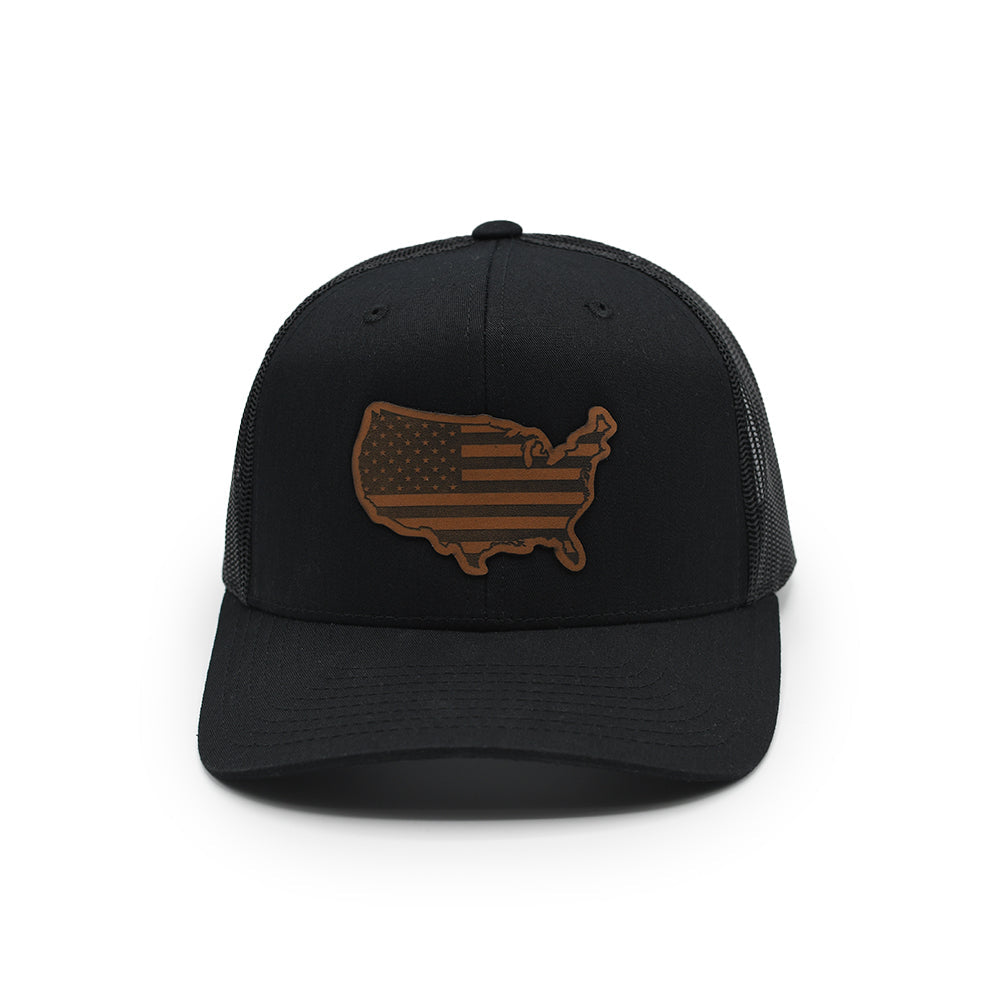 USA Country Flag Leather Patch Hat Shield Republic