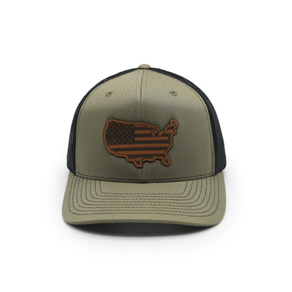 USA Country Flag Leather Patch Hat Shield Republic