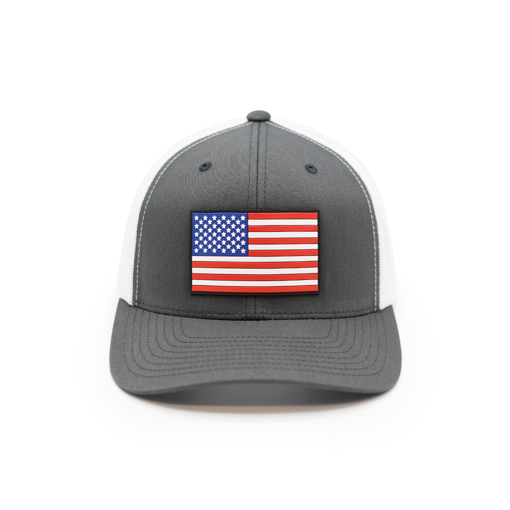 USA Flag PVC Patch Hat Shield Republic