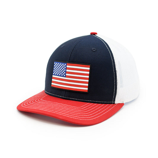 USA Flag PVC Patch Hat Shield Republic