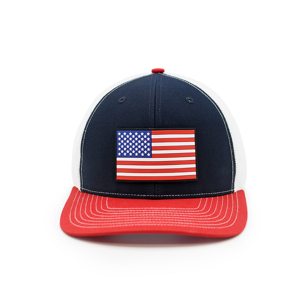 USA Flag PVC Patch Hat Shield Republic