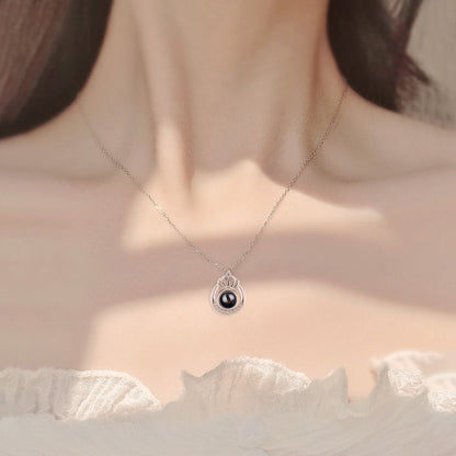 Crown Necklace Projection Pendant Custom Name Photo Memorial Gift