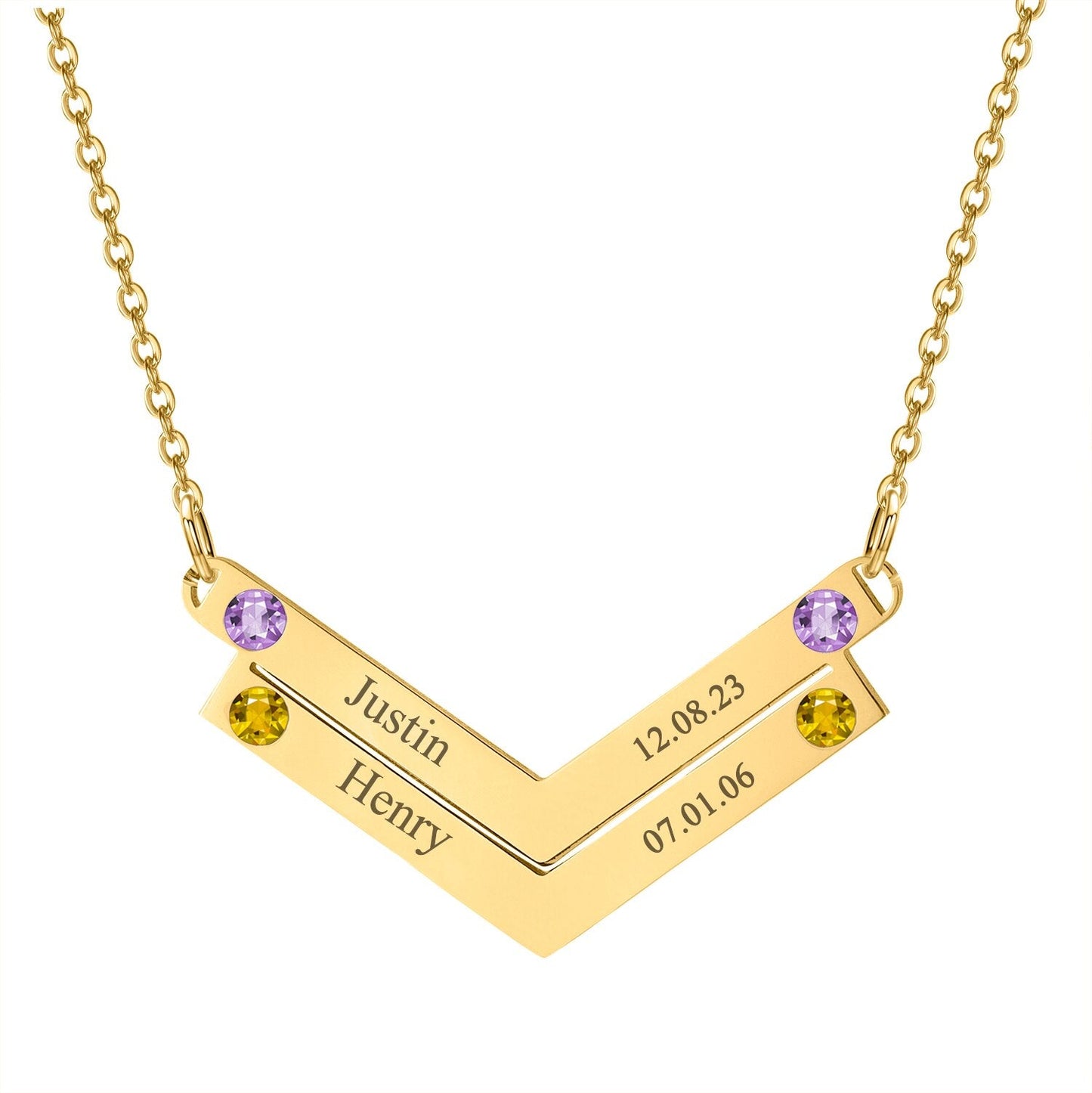 Personalized Family Necklace Mothers Day Birthstone Jewelry Customized Engraving Name Necklace