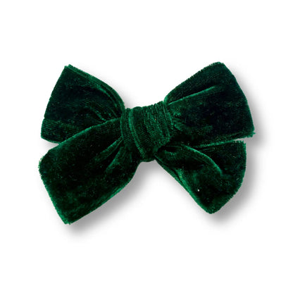 Forest Green Velvet Bow Enchanted Scrunch