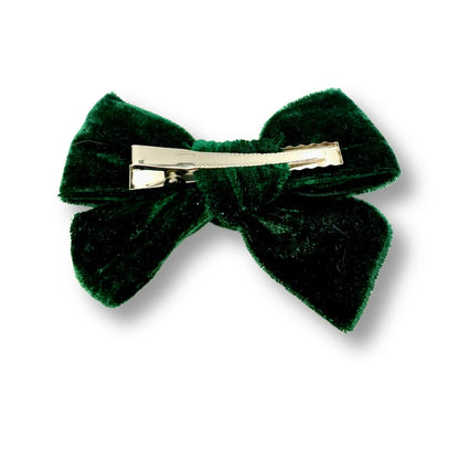 Forest Green Velvet Bow Enchanted Scrunch