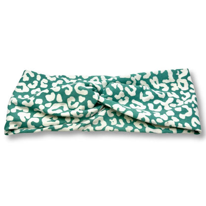 Teal Leopard Twist Knot Headband Enchanted Scrunch