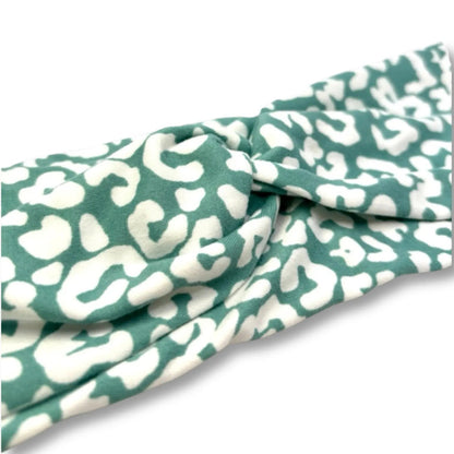 Teal Leopard Twist Knot Headband Enchanted Scrunch