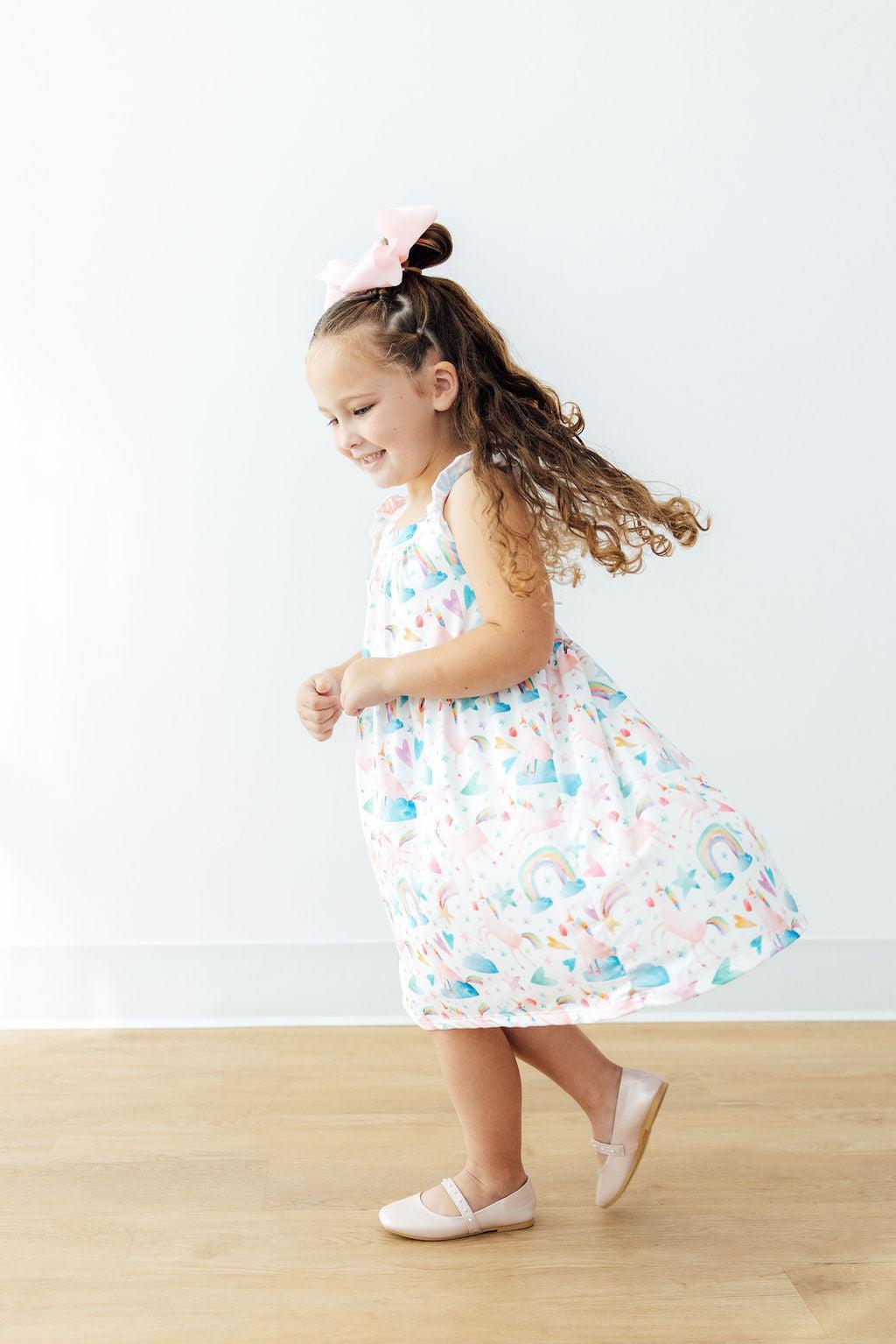 Unicorn Kisses Ruffle Cross Back Dress Mila & Rose ®