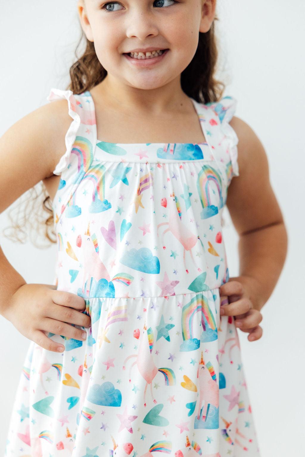 Unicorn Kisses Ruffle Cross Back Dress Mila & Rose ®