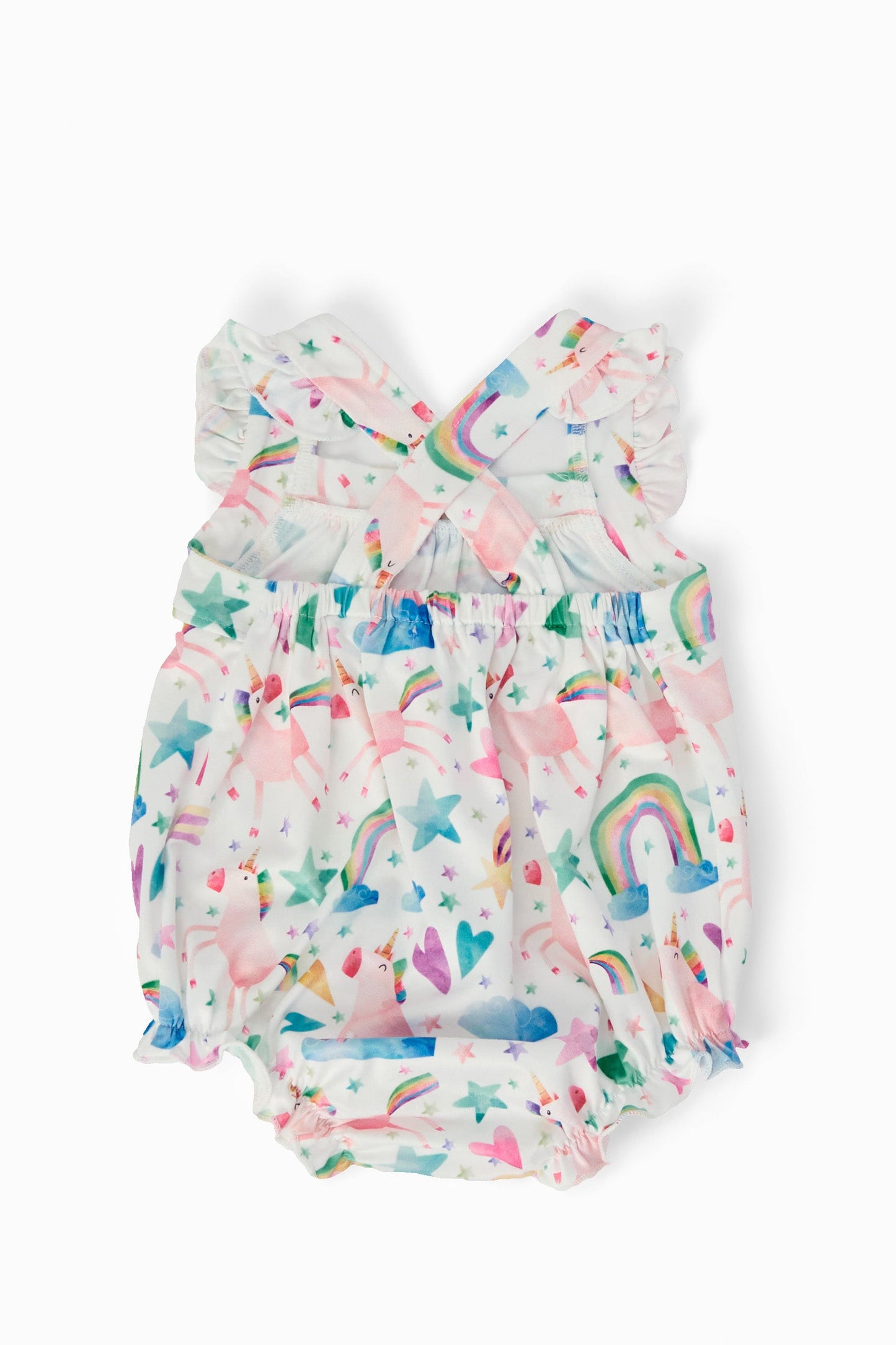 Unicorn Kisses Ruffle Cross Back Romper Mila & Rose ®