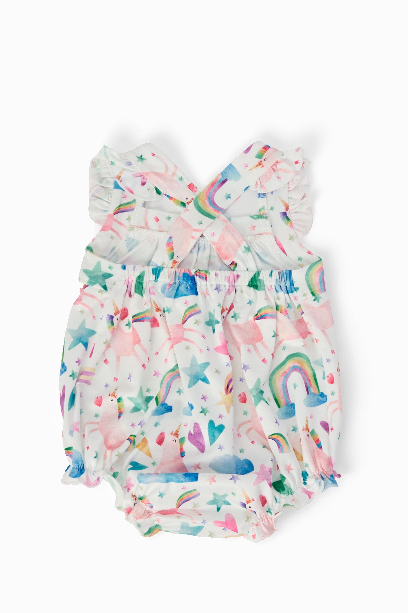 Unicorn Kisses Ruffle Cross Back Romper Mila & Rose ®