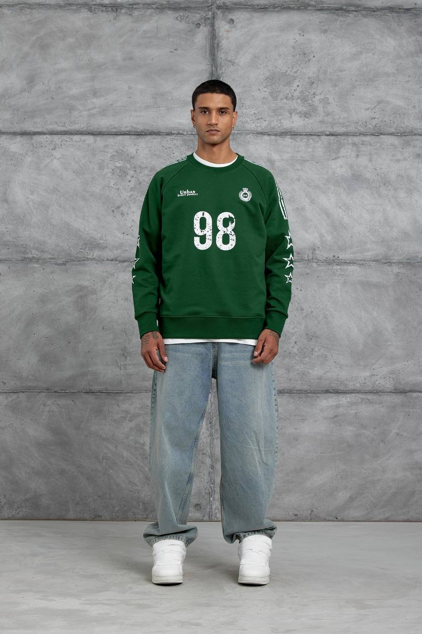 Unisex "98" Distressed Graphic Sweatshirt – Varsity Streetwear Pullover Withinblack
