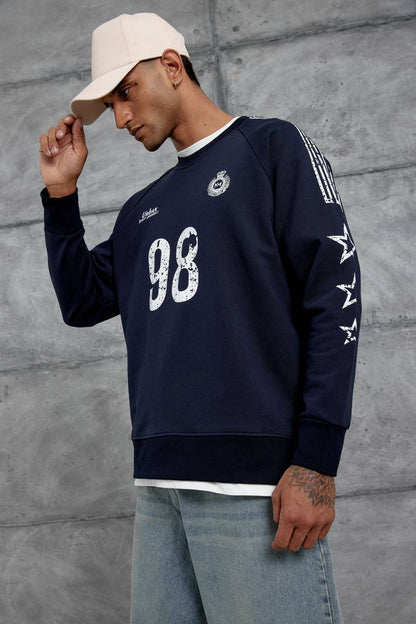 Unisex "98" Distressed Graphic Sweatshirt – Varsity Streetwear Pullover Withinblack