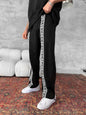 Unisex Cotton Joggers with Side Pattern / Black Streetwear Pants Withinblack