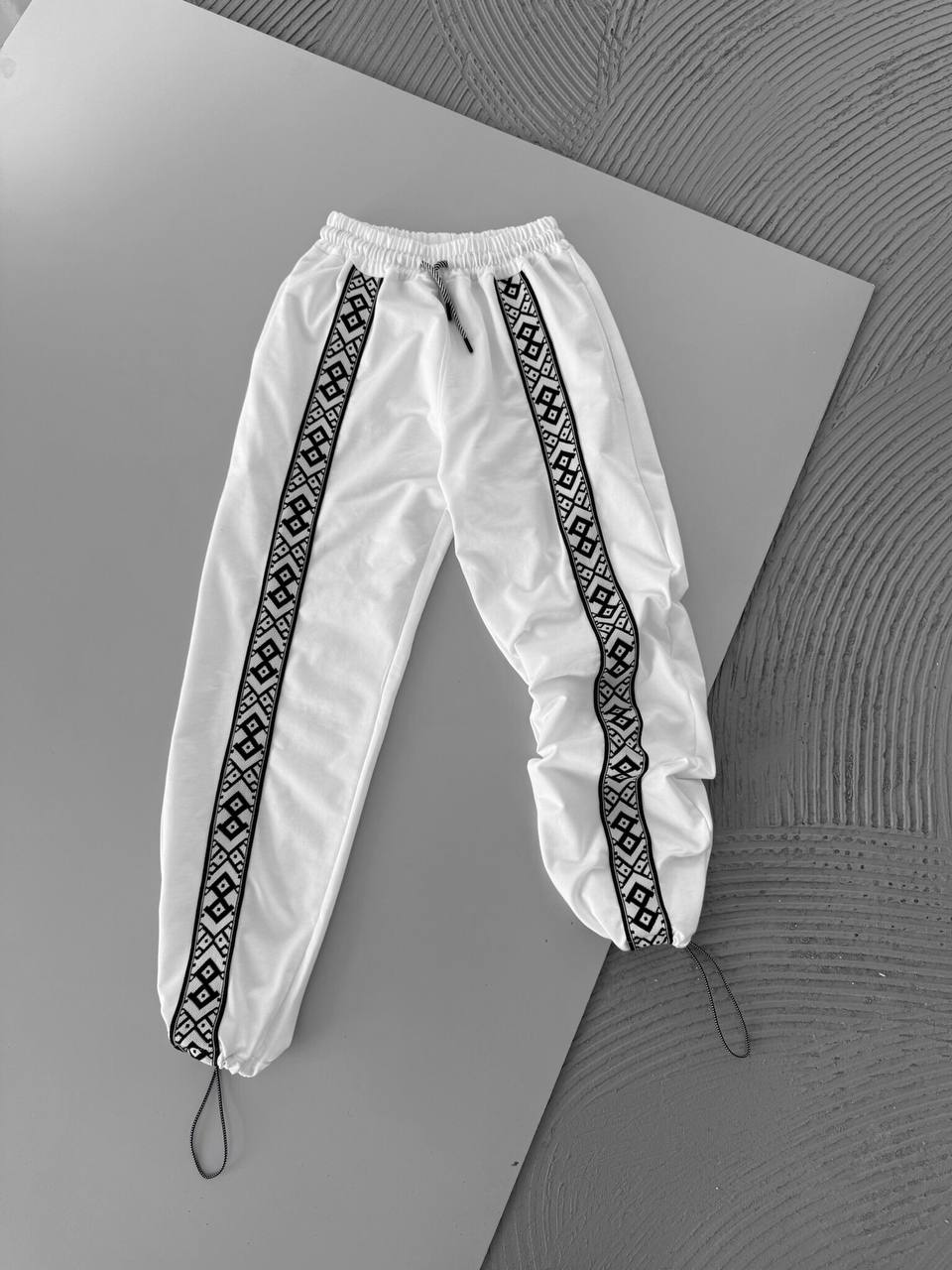 Unisex Cotton Joggers with Side Pattern / Black Streetwear Pants Withinblack
