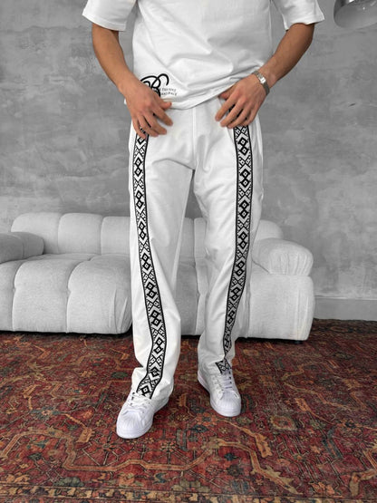 Unisex Cotton Joggers with Side Pattern / Black Streetwear Pants Withinblack