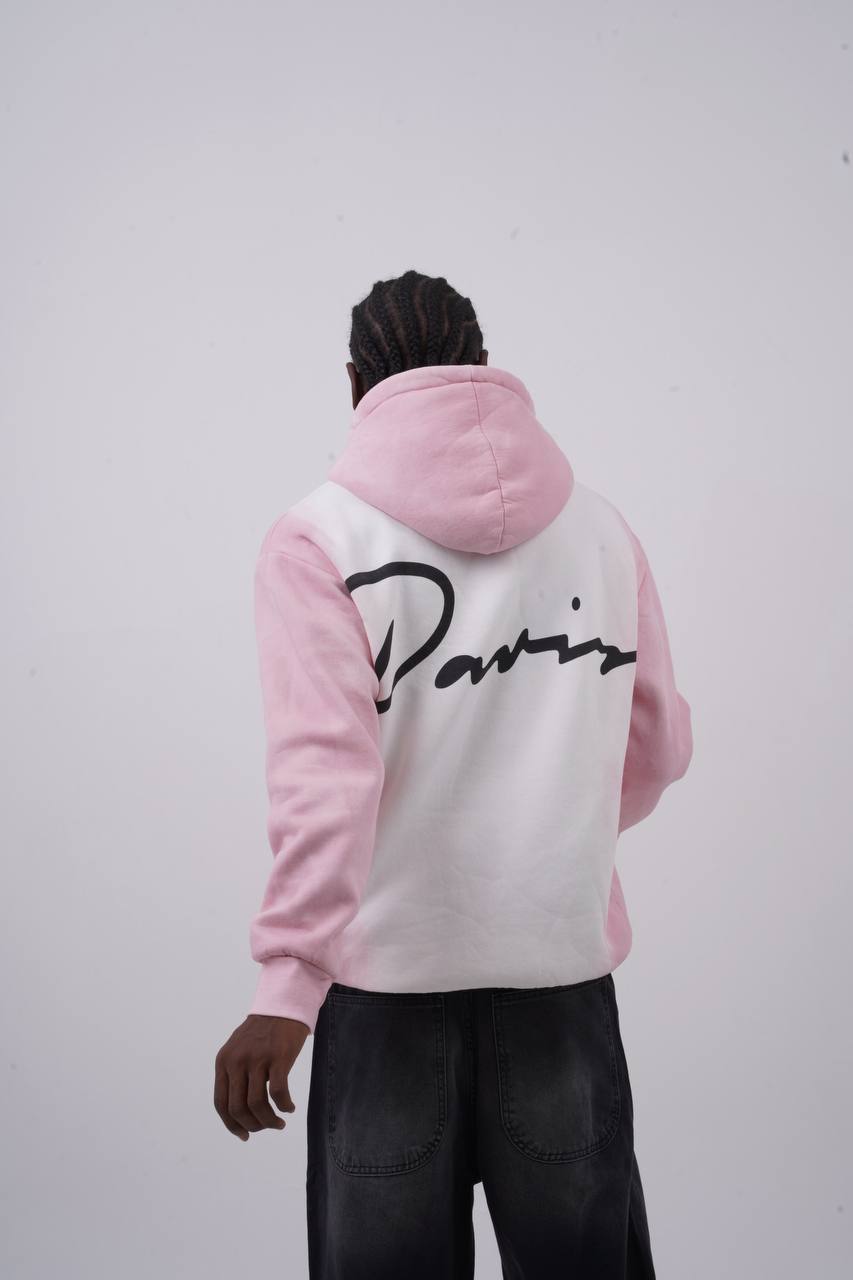 Unisex "Davis" Script Color Block Hoodie – Minimal Oversized Streetwear Withinblack