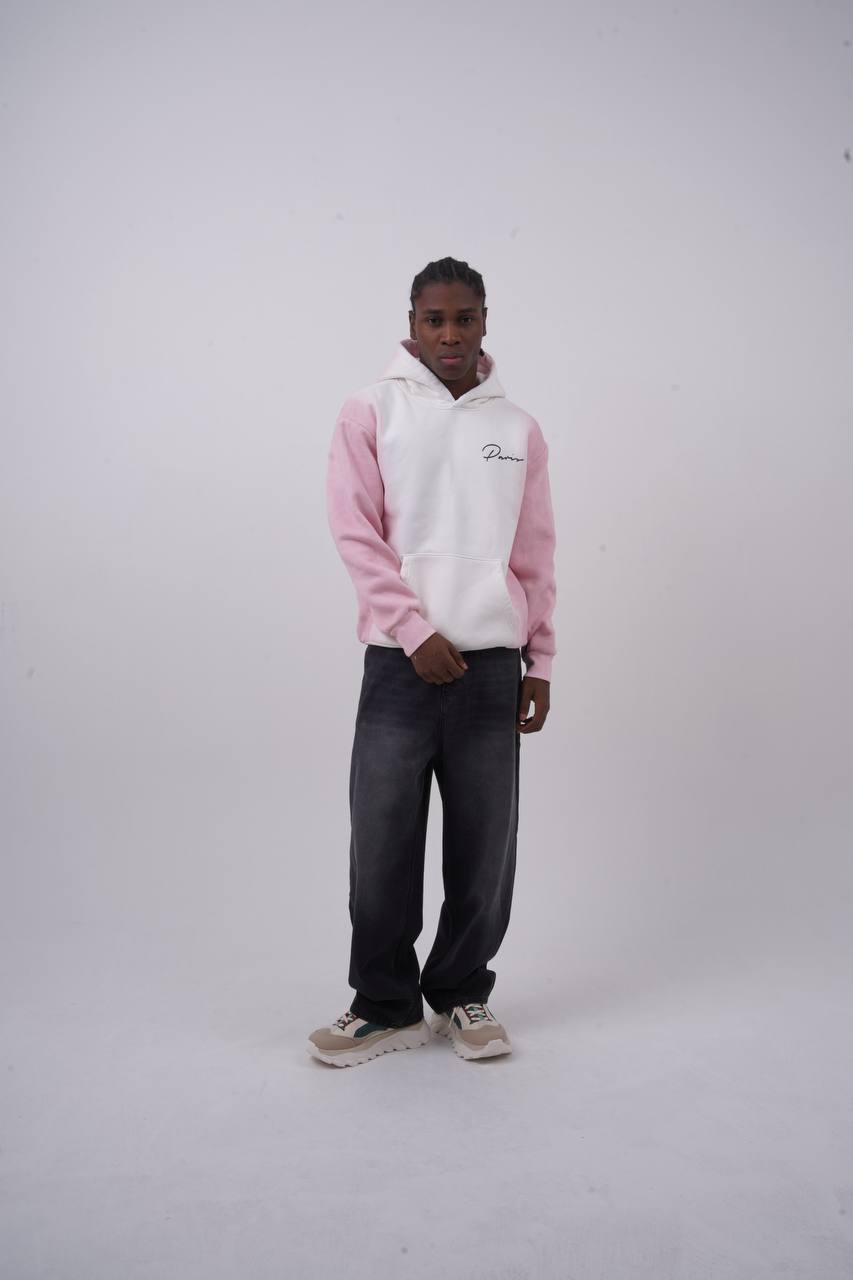 Unisex "Davis" Script Color Block Hoodie – Minimal Oversized Streetwear Withinblack