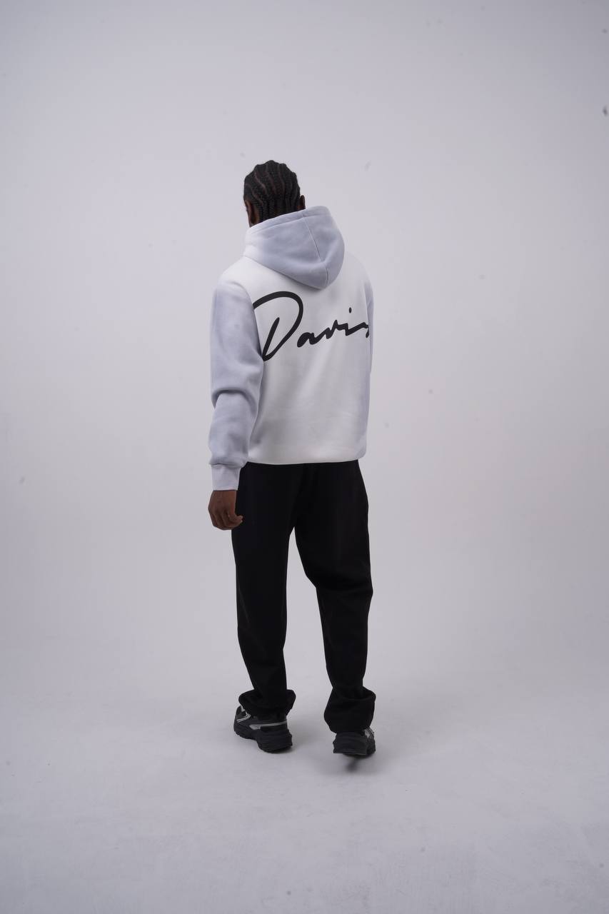 Unisex "Davis" Script Color Block Hoodie – Minimal Oversized Streetwear Withinblack