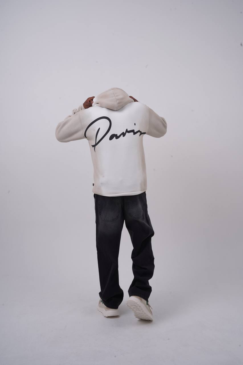 Unisex "Davis" Script Color Block Hoodie – Minimal Oversized Streetwear Withinblack