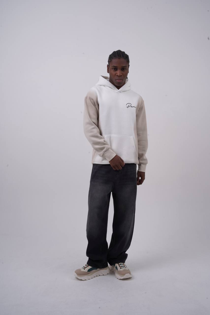 Unisex "Davis" Script Color Block Hoodie – Minimal Oversized Streetwear Withinblack