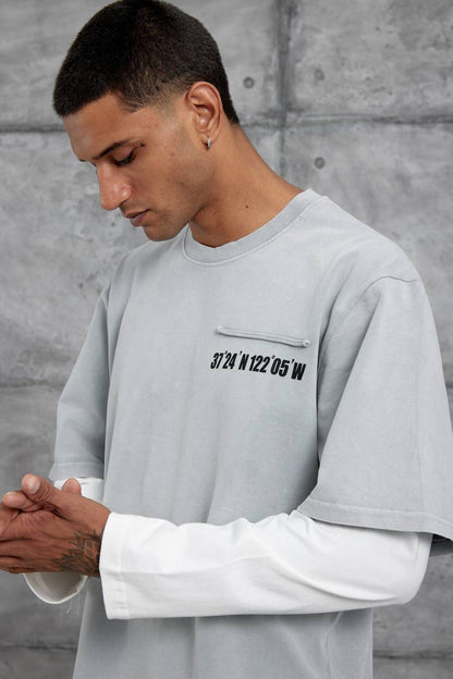 Unisex Layered Graphic T-Shirt – Distressed Boxy Long Sleeve Withinblack