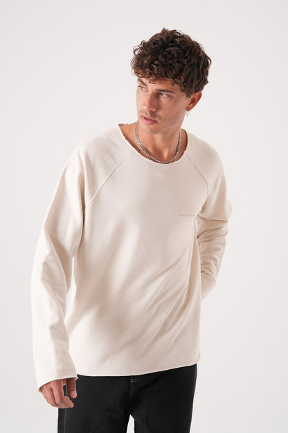 Unisex Oversized Raglan Sweatshirt - Raw Hem Detail Withinblack