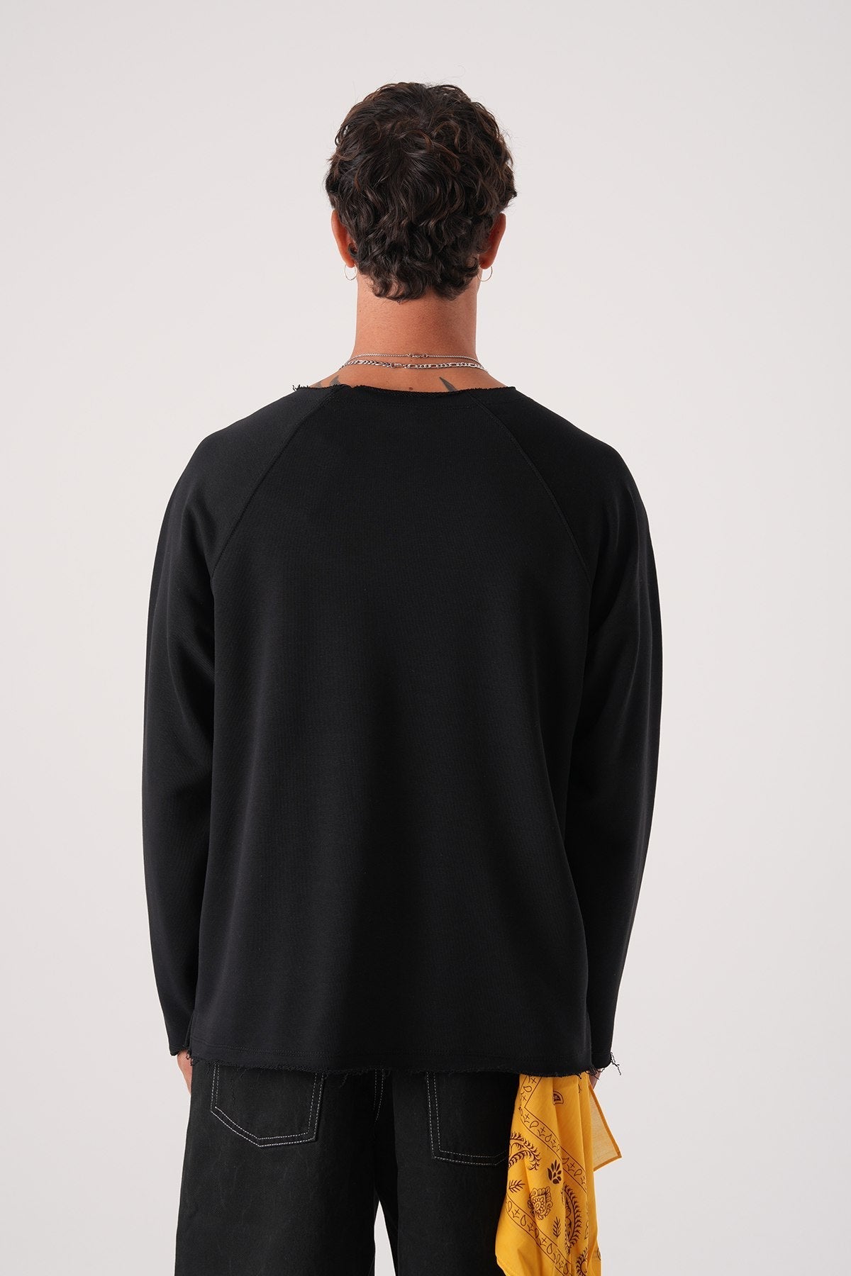 Unisex Oversized Raglan Sweatshirt - Raw Hem Detail Withinblack