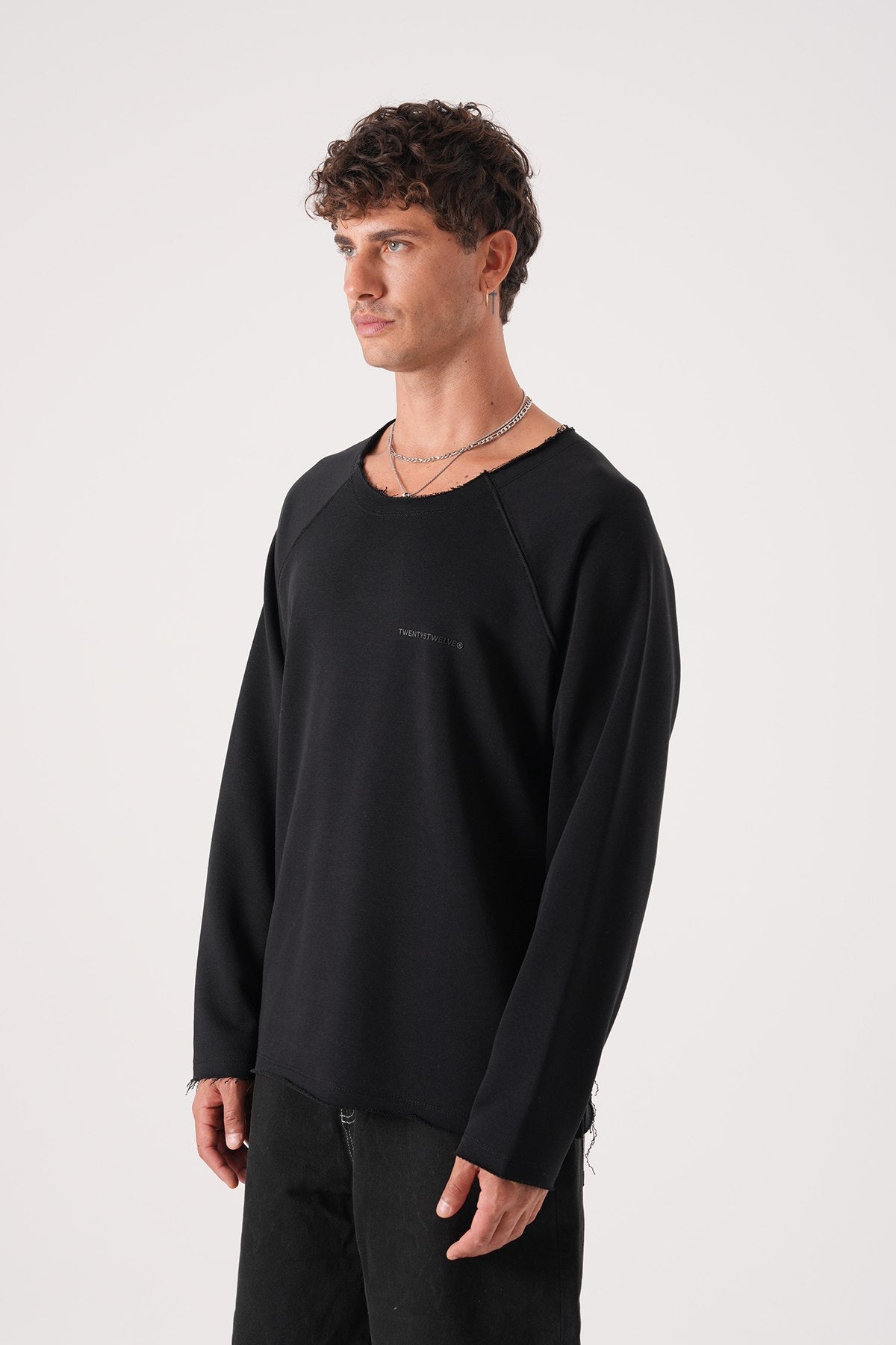 Unisex Oversized Raglan Sweatshirt - Raw Hem Detail Withinblack