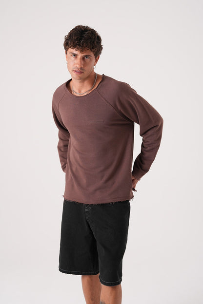 Unisex Oversized Raglan Sweatshirt - Raw Hem Detail Withinblack