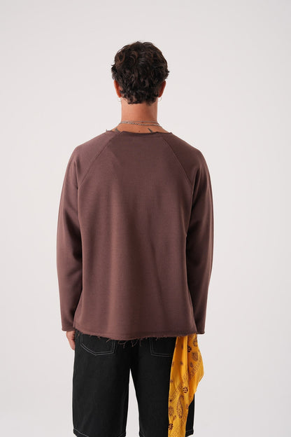 Unisex Oversized Raglan Sweatshirt - Raw Hem Detail Withinblack