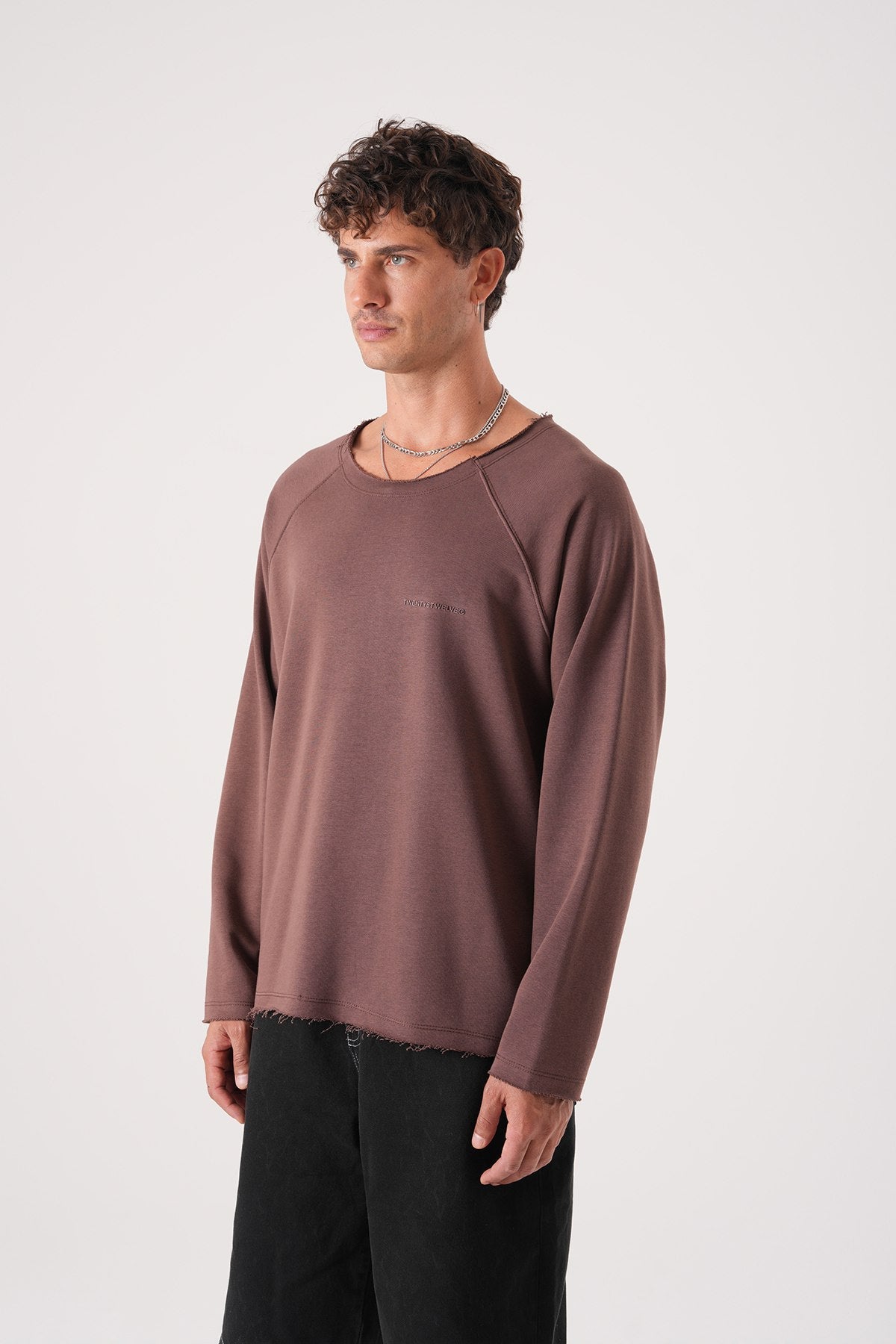 Unisex Oversized Raglan Sweatshirt - Raw Hem Detail Withinblack
